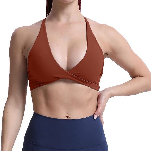 Aoxjox Women's Workout Sports Bras Fitness Backless Padded Sienna Low Impact Bra - Picture 2 of 4